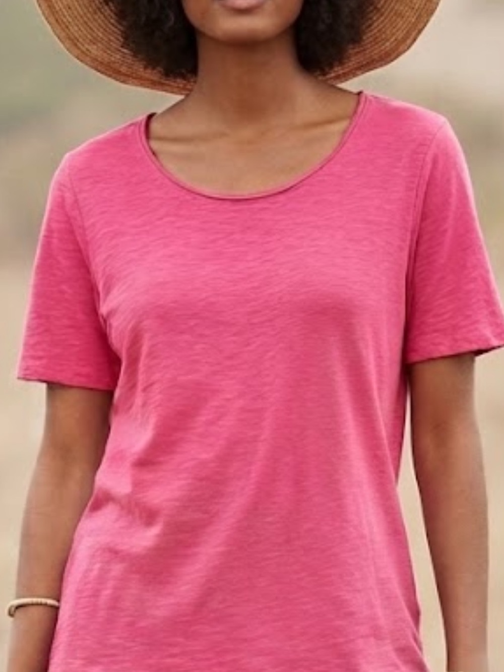 Chico’s Hot Pink Button Back Knit Top XL/3 Relaxed Crewneck Short Sleeve